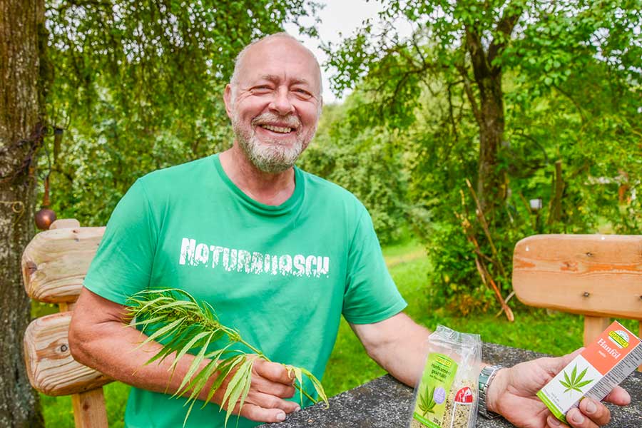 Herbert takes pleasure in the Rapunzel products that are manufactured with his hemp.