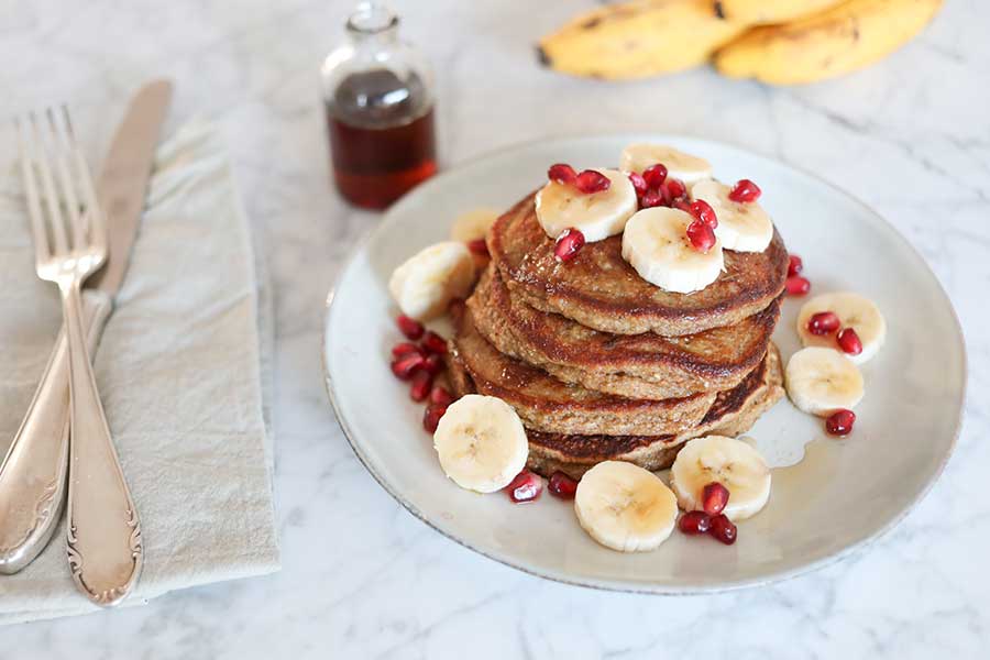 Banana chia protein pancakes without flour