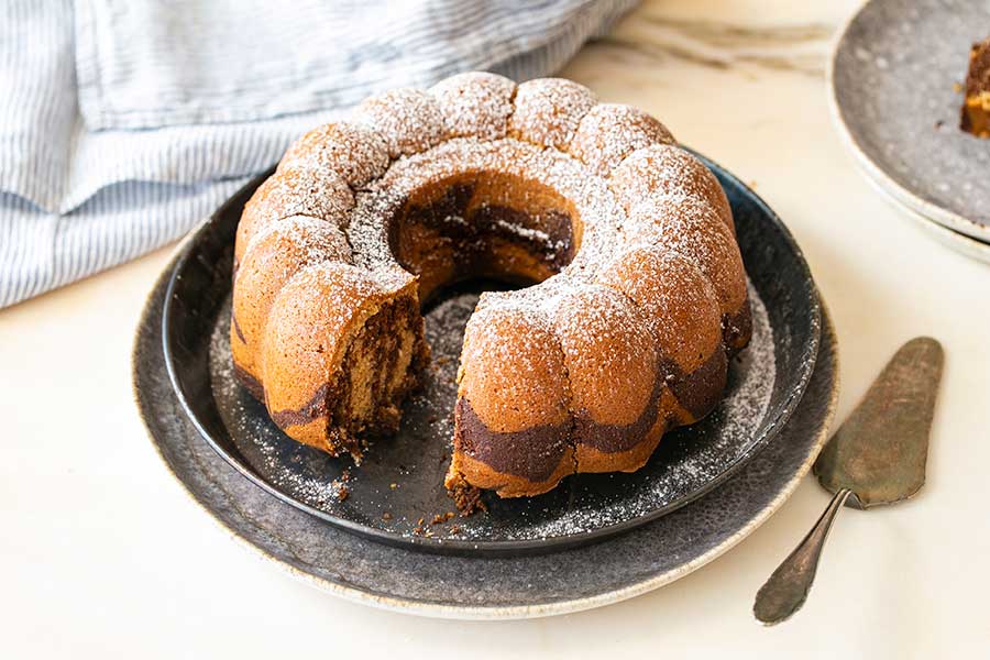 Vegan carob marble cake