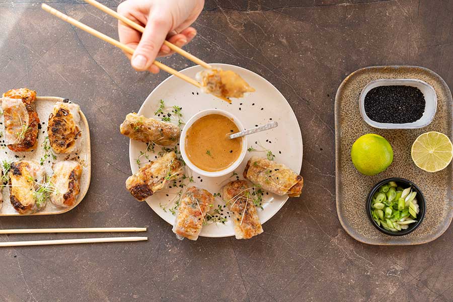 Dumplings with peanut sauce