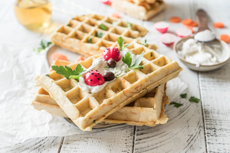 Vegetable waffles with protein flour