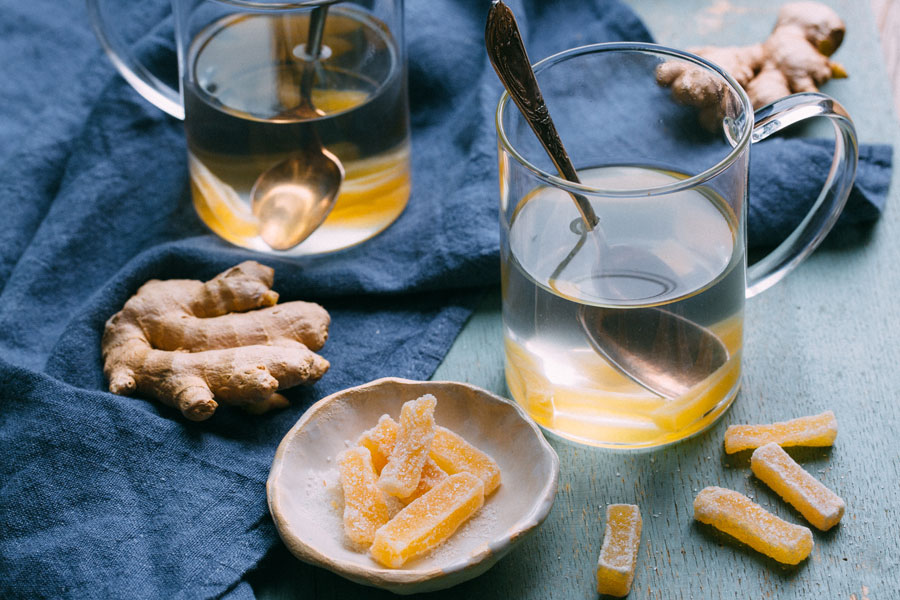 Ginger Tea with candied Ginger Sticks