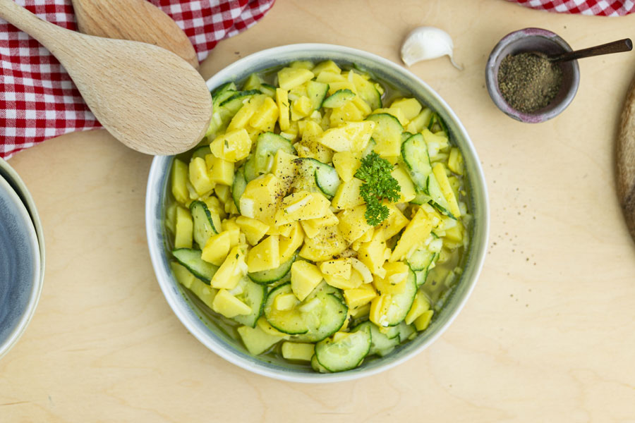 Potato salad with cucumber