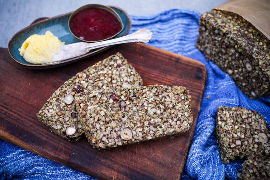 Seed Bread with Pumpkin Seed Flour and Buckwheat