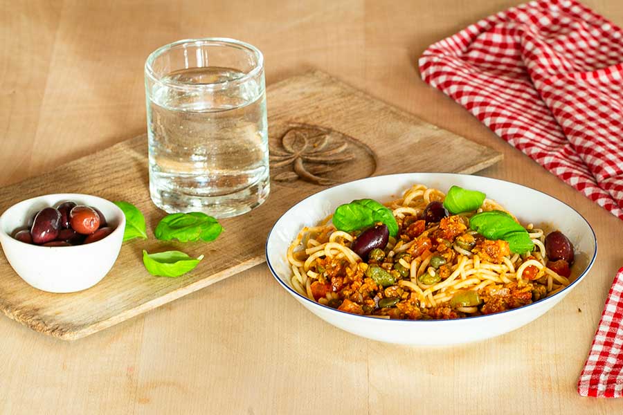 Spaghetti with Olives and Capers