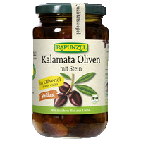 Kalamata olives violet, with pit in olive oil