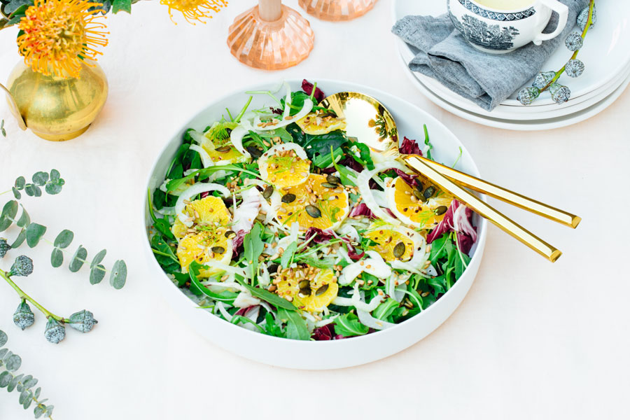 Fennel orange salad with a roasted seed mix