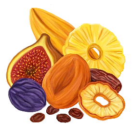 Illustration Trockenfrüchte Illustration von verschiedenen Trockenfrüchten.