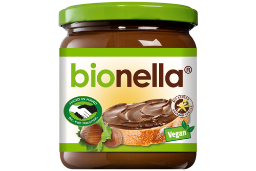 Ein Packshot eines Glases bionella. 