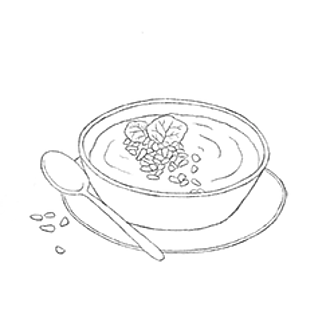 Illustration von einer Suppe. 