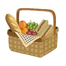 Gefüllter Picknick-Korb.