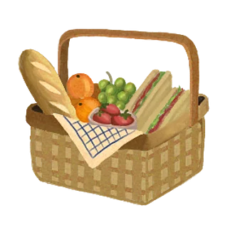 Gefüllter Picknick-Korb.