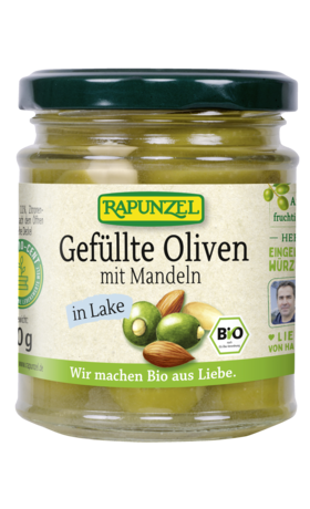 Oliven grün, gefüllt mit Mandeln in Lake