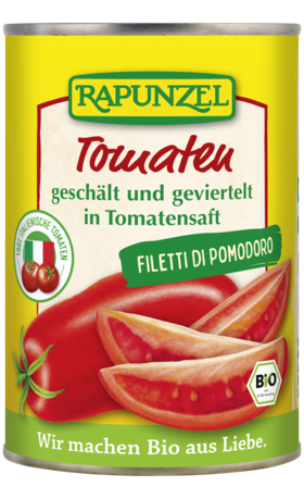 Tomaten geschält und geviertelt in der Dose