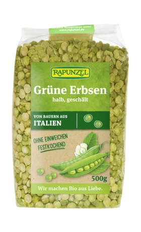 Erbsen grün, halb, geschält