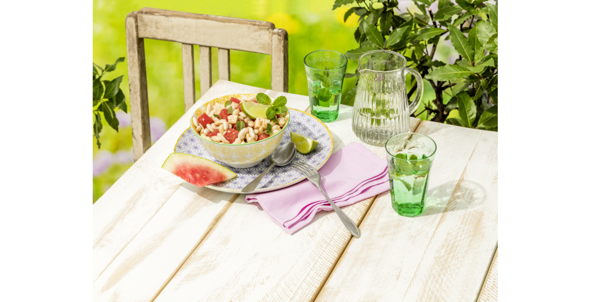 Weißer Bohnensalat mit Feta, Melone und frischer Minze