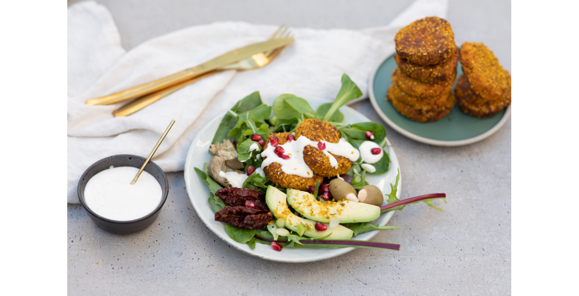 Süßkartoffel Falafel mit Gomasio und Kurkuma