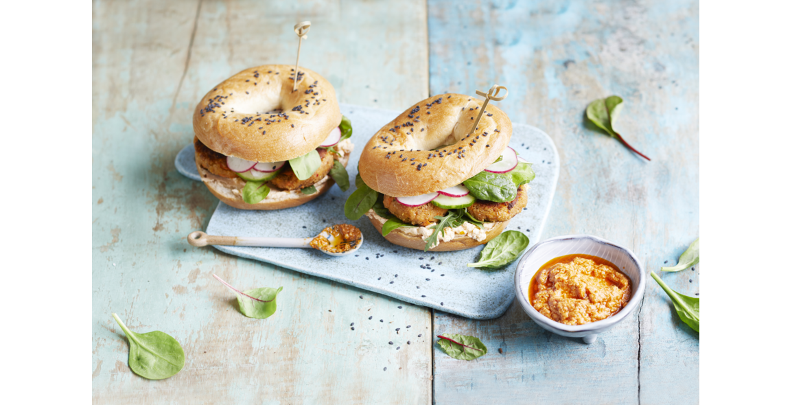 Falafel-Bagel mit Pesto