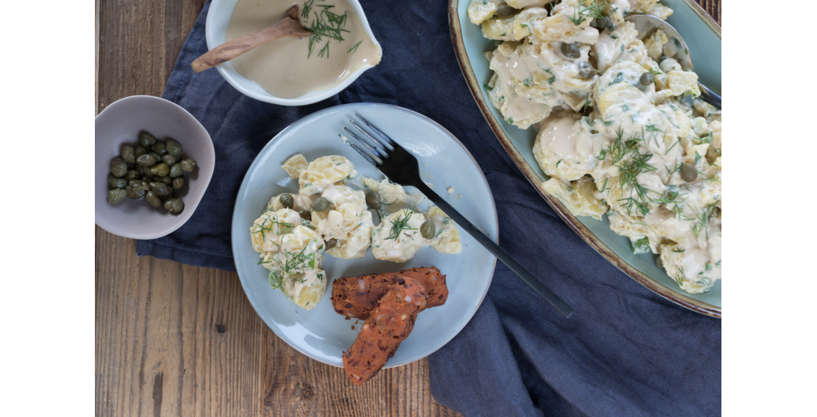 Cremiger Kartoffelsalat mit veganer Mayo