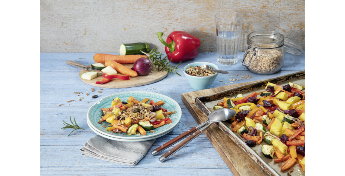 Ofengemüse mit Flocken-Topping