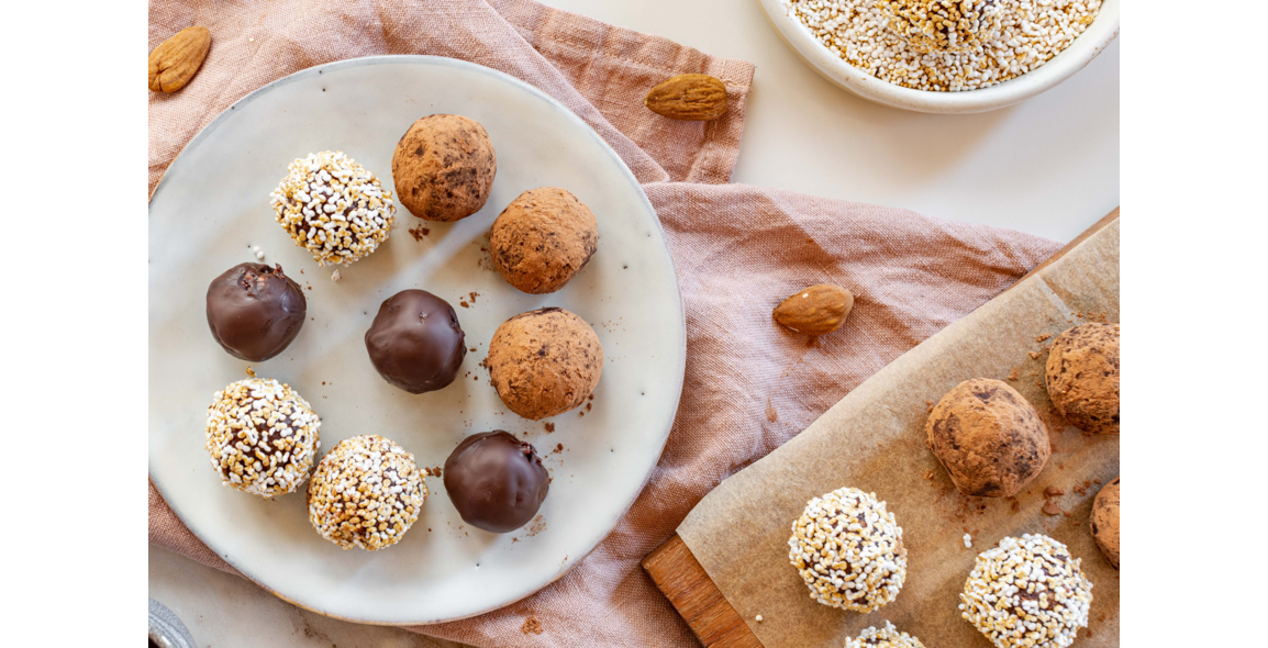 Mandel-Tonka-Pralinen mit Amaranth