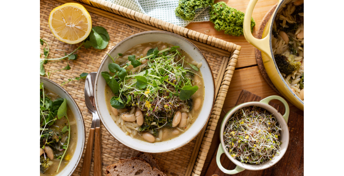 Bohneneintopf mit Grünkohl und Zitronenpesto