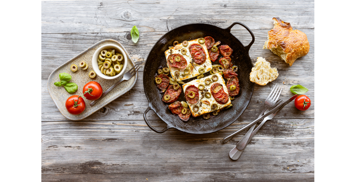 Gegrillter Schafskäse mit Tomatenscheiben