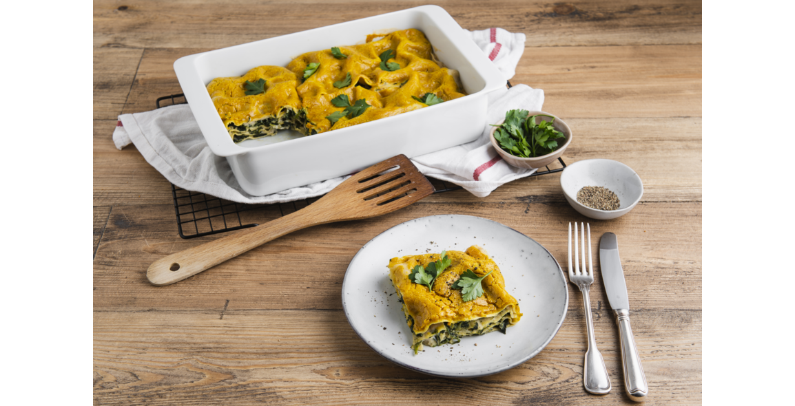 Vegane Spinatlasagne