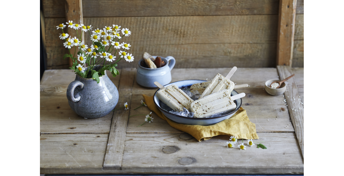 Aprikosen-Karamell Frozen Joghurteis am Stiel