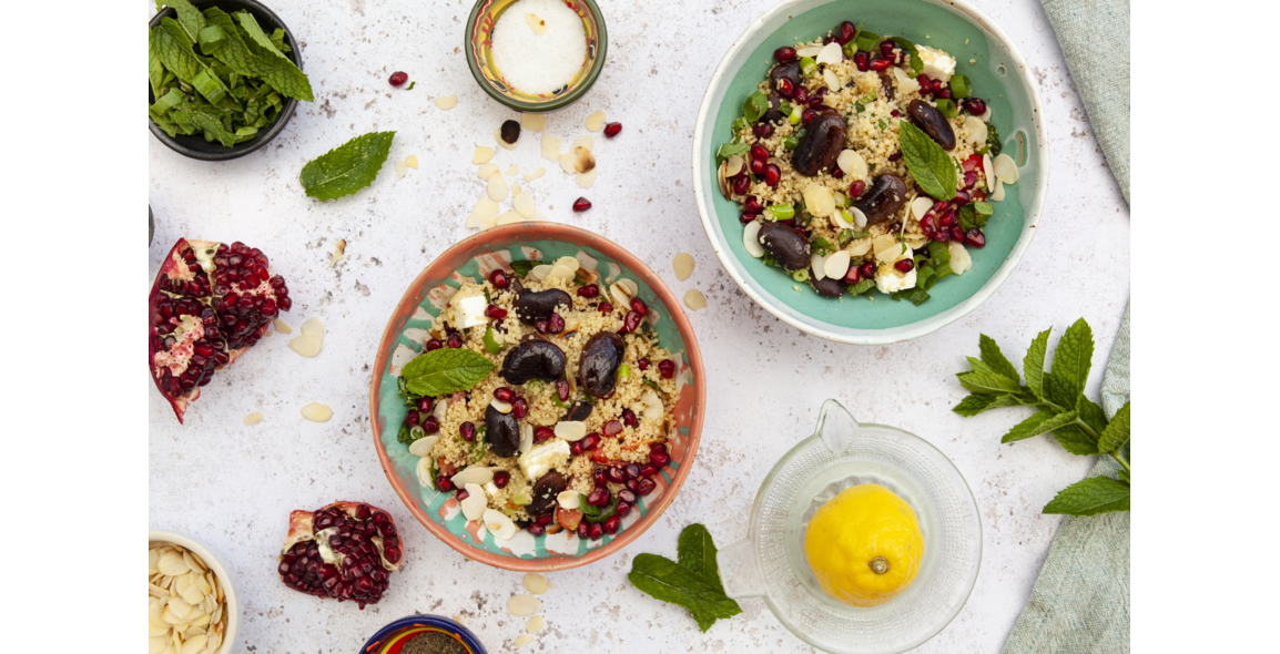 Couscous Salat mit Bohnen und Granatapfel