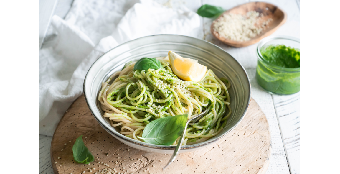 Emmer-Pasta mit Hanfpesto
