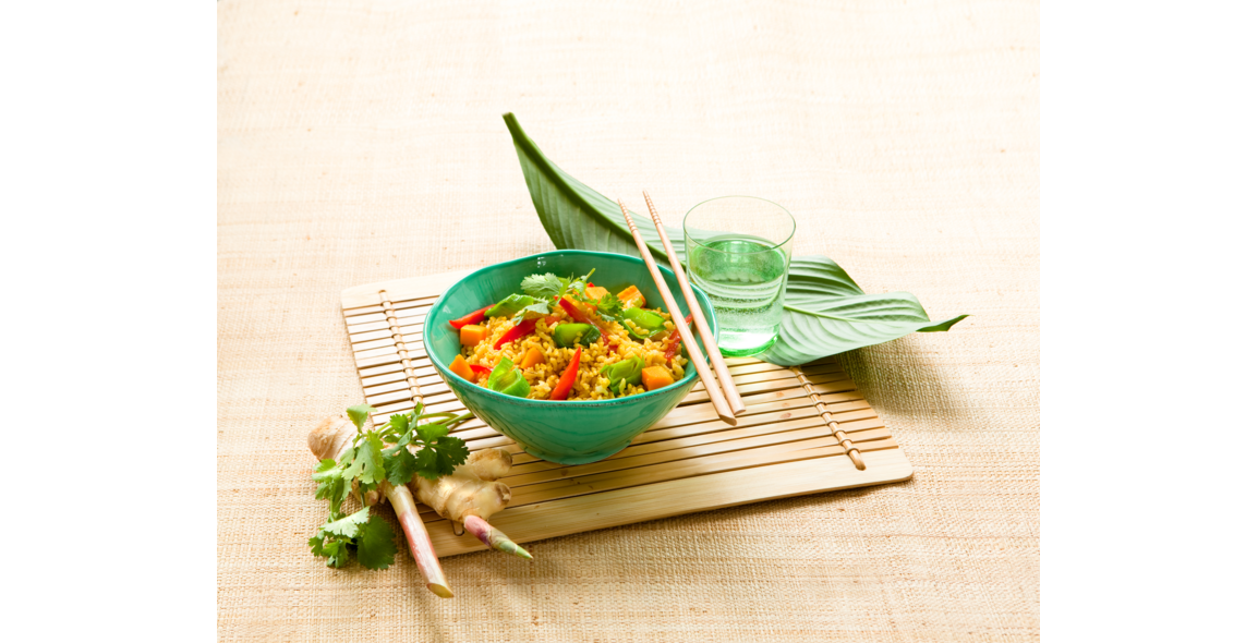 Korianderreis mit Kürbisgemüse