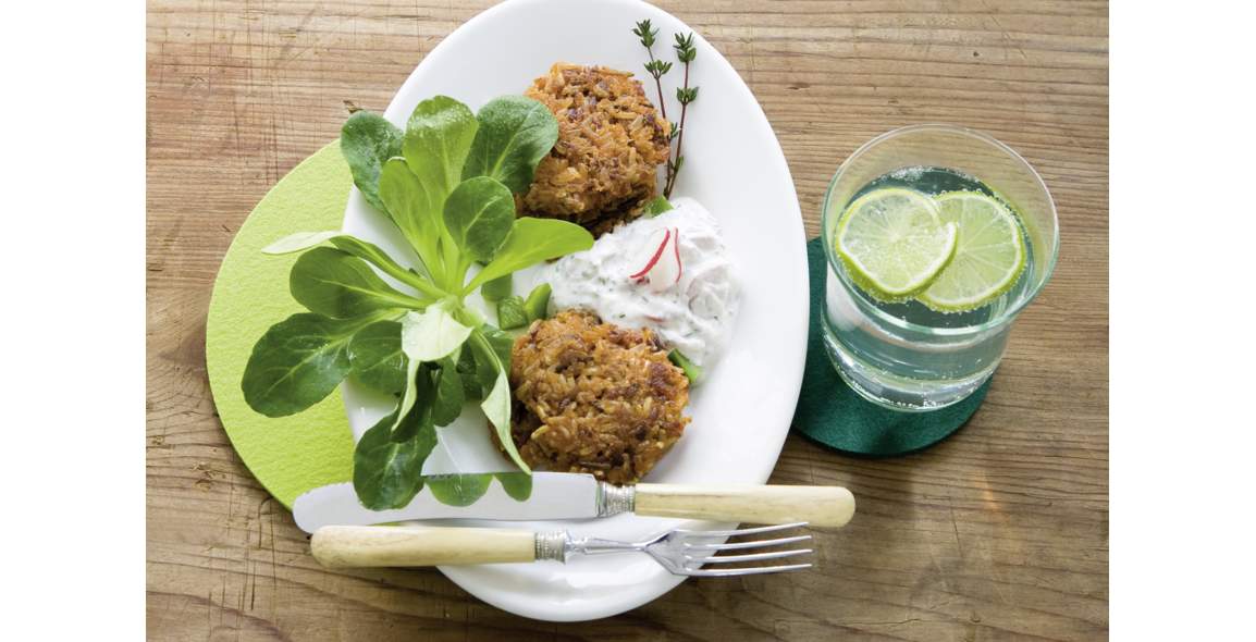 Naturreisplätzchen mit Kräuterquark