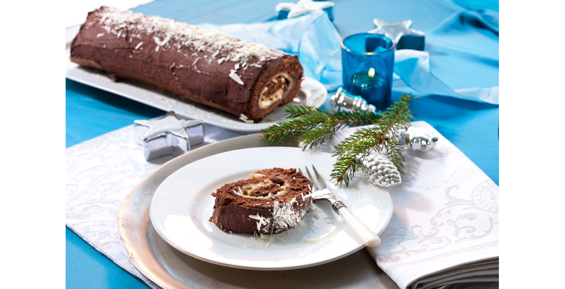 Schokoladen-Marzipan Roulade