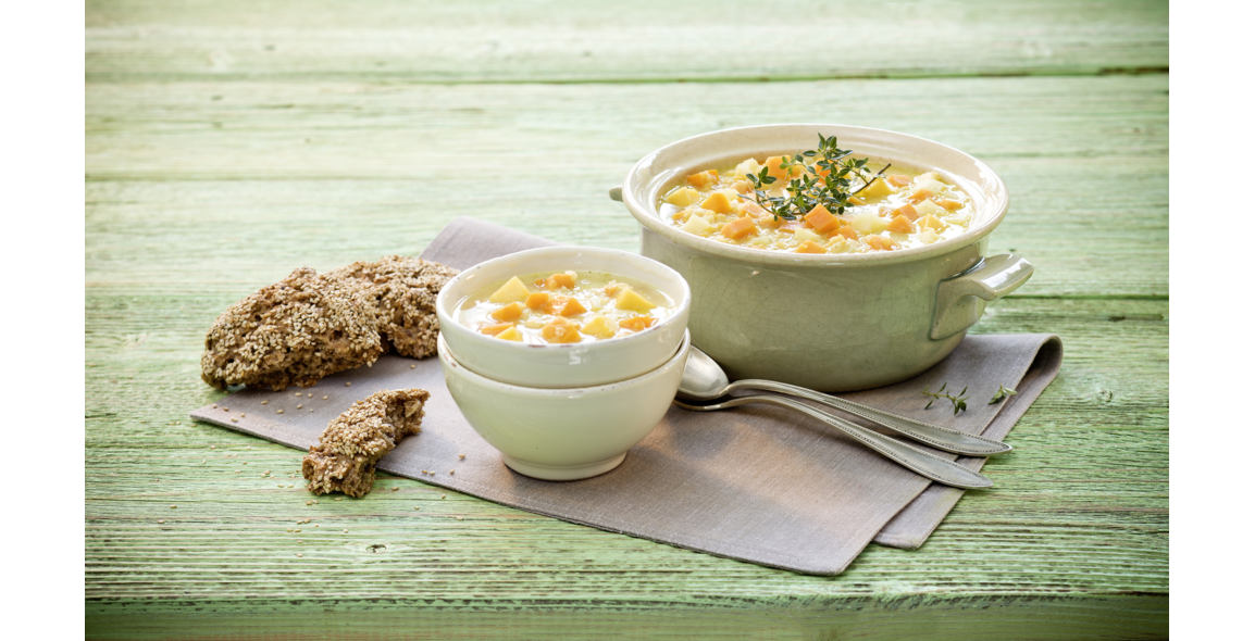 Süßkartoffel-Linsen-Suppe mit Kokosmilch