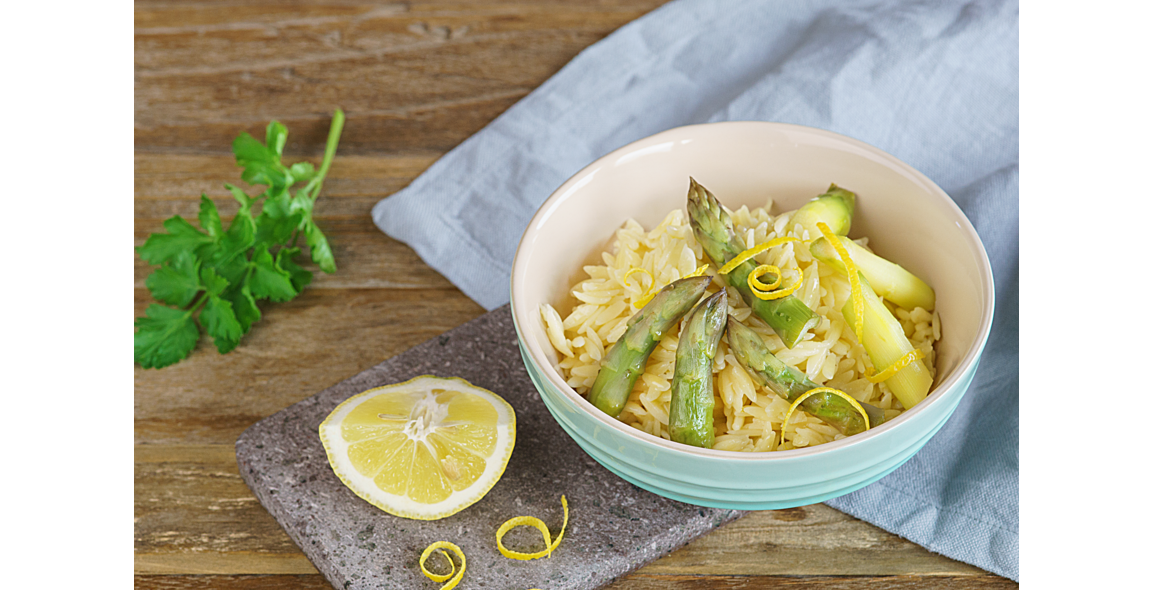 Zitrus-Risoni mit Spargel