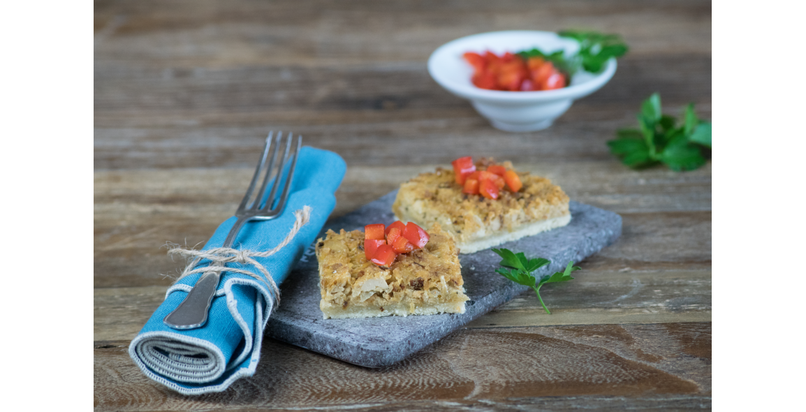 Zwiebelkuchen mit karamellisierter Paprika