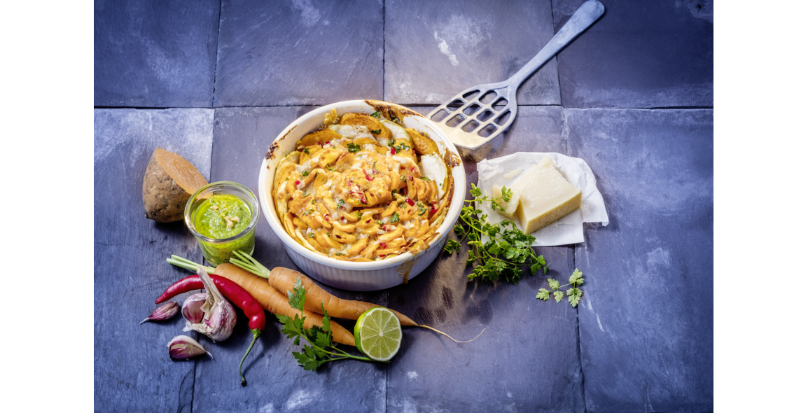Süßkartoffel-Gratin mit Kerbel-Pesto