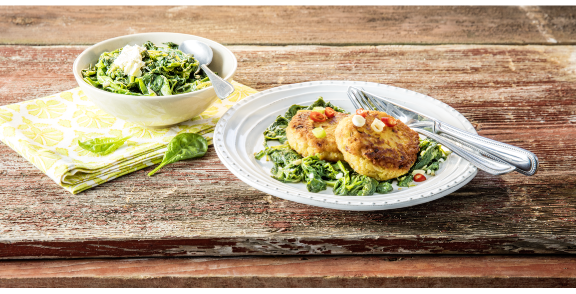 Rote Linsentaler mit Blattspinat