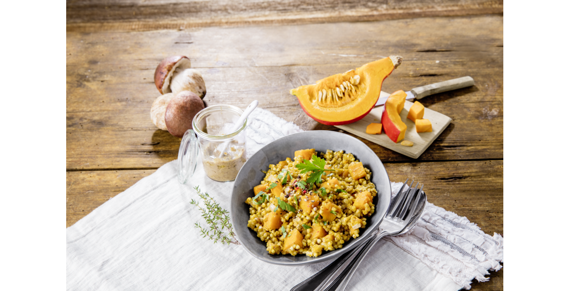 Steinpilz-Risotto vom Buchweizen mit Hokkaidokürbis