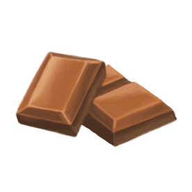 Illustration von drei Stückchen Schokolade. 