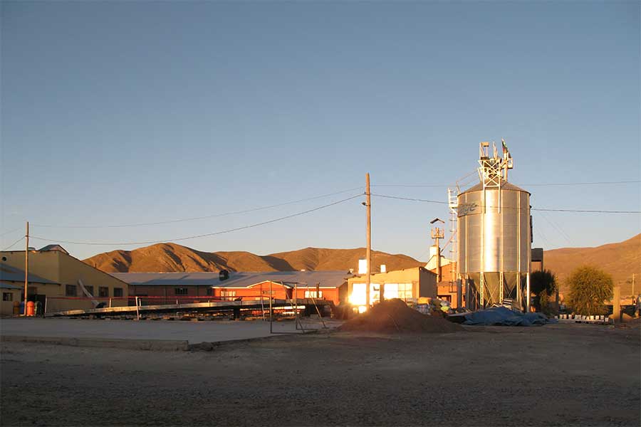 Bevor die Quinoa in die Verarbeitungsanlage in El Alto geht, wird die Ernte in Challapata gesammelt.