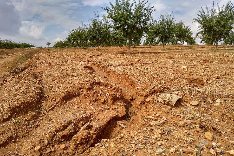 Erosion caused by heavy rainfall