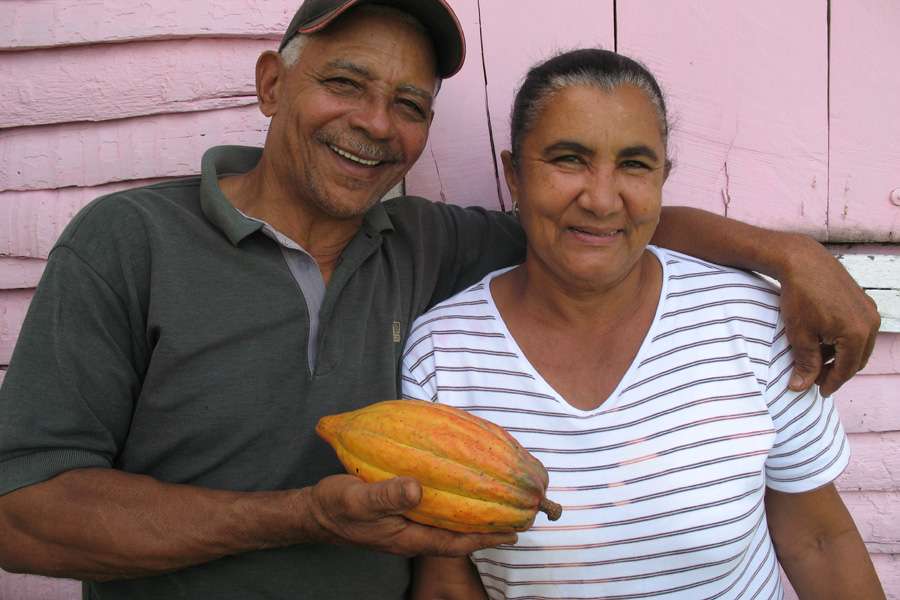 Cocoa farmers from the peasant cooperative Conacado