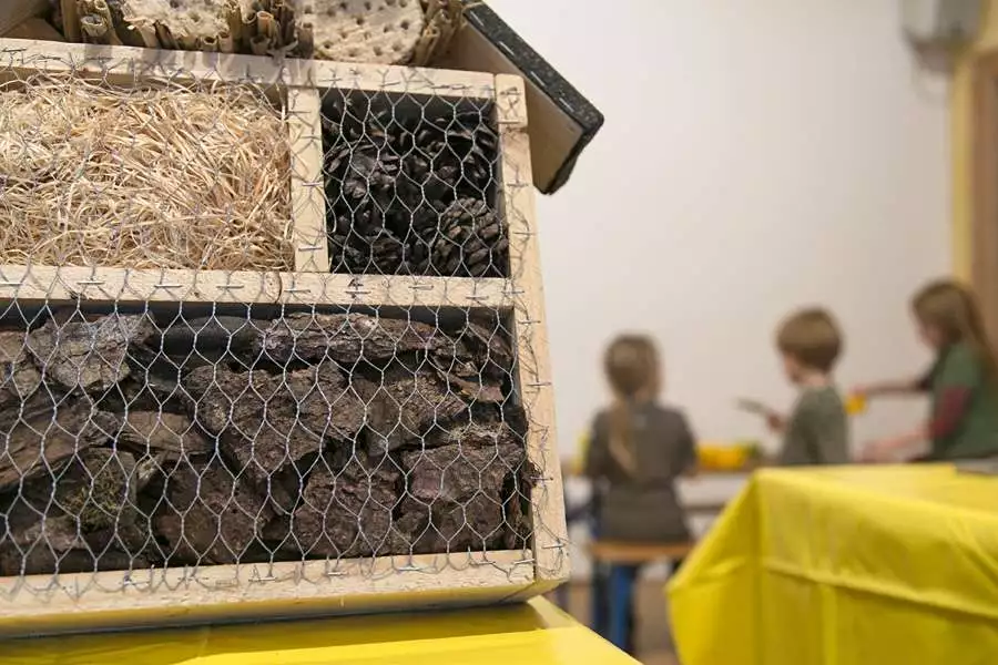 Die Kinder konnten ein Insektenhotel bauen.