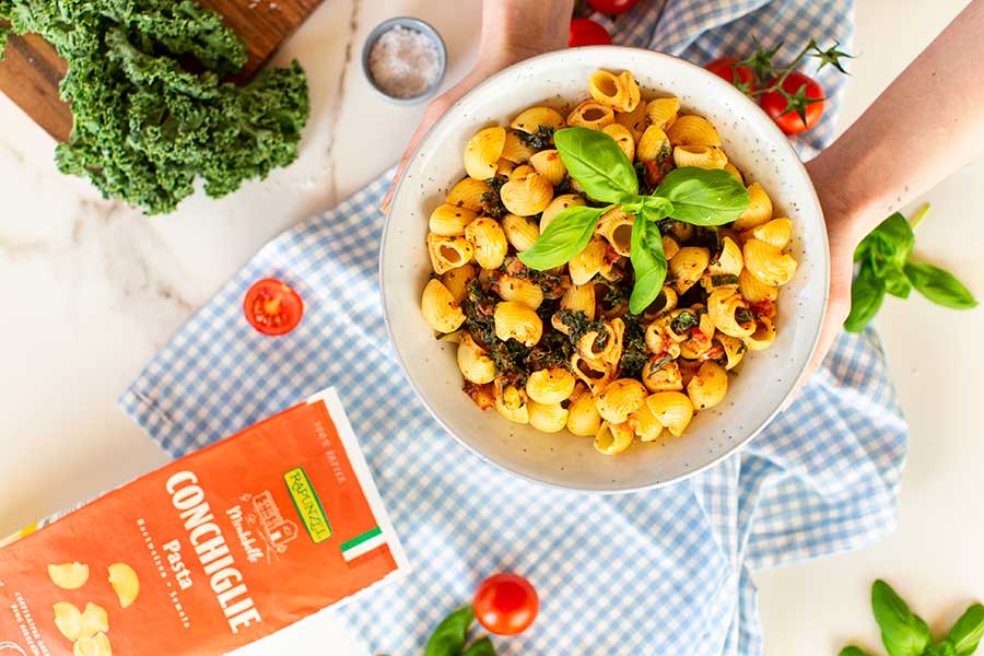 09.04.2022: Conchiglie mit Grünkohl und Tomatensauce