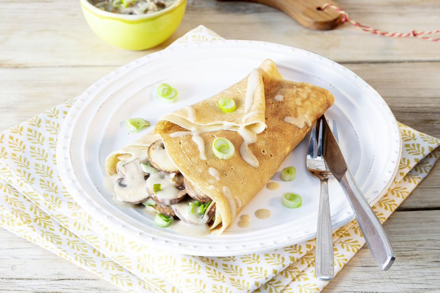 Crêpes mit Pilzcreme-Füllung