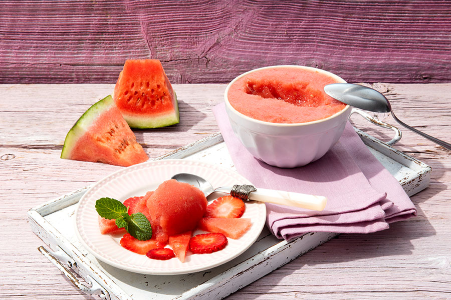 Erdbeer-Melonen-Sorbet