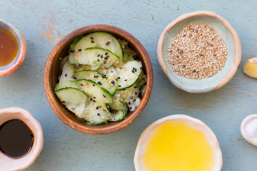 Cucumber salad with sesame oil