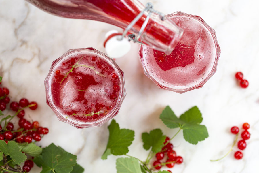 Lemonade syrup made from fresh redcurrants